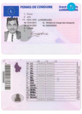 Luxembourg driving license template in PSD format, with fonts