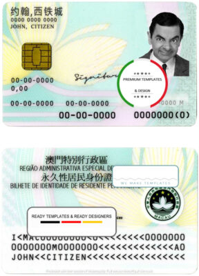 Macau ID template in PSD format, with all fonts