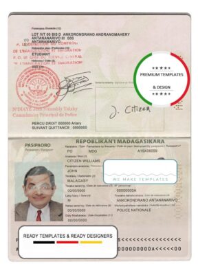 Madagascar passport template in PSD format, fully editable