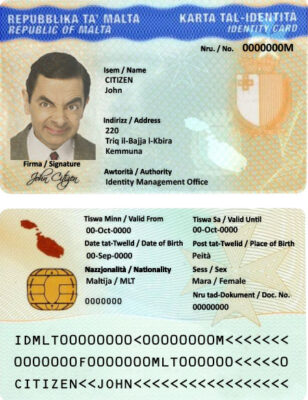 Malta ID template in PSD format, fully editable