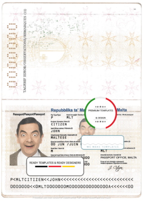 Malta passport template in PSD format