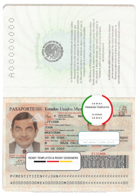 Mexico passport template in PSD format, fully editable