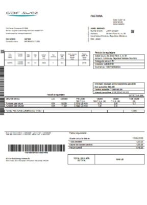 Moldova Gas utility bill template in Word and PDF format