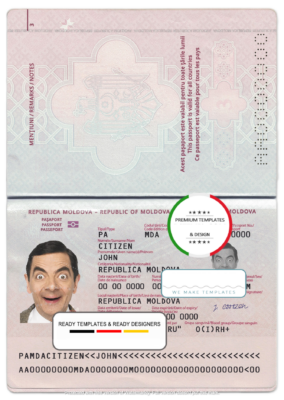 Moldova passport template in PSD format, fully editable (2014 – present)