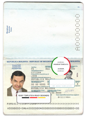 Moldova passport template in psd format, fully editable, with all fonts