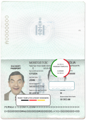 Mongolia passport template in PSD format, fully editable