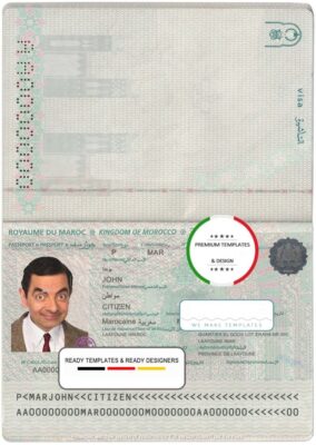 Morocco passport template in PSD format