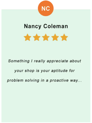 Nancy Coleman – feedback of our valued customer