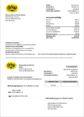 Netherlands BPW utility bill template in Word and PDF format