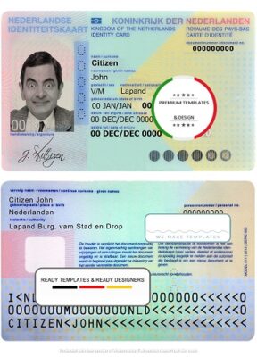 Netherlands ID template in PSD format