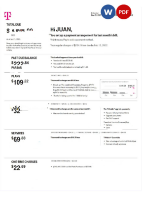 NETHERLANDS T-MOBILE utility bill Word and PDF template