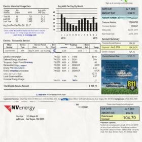 Nevada Utility Bill Template: Nevada Proof of address psd template