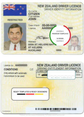 New Zealand driving license template in PSD format, fully editable