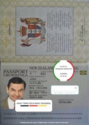 New Zealand passport template in PSD format, fully editable, with all fonts