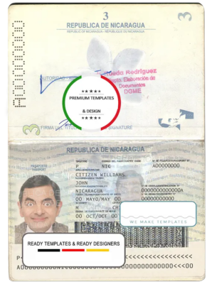 Nicaragua passport template in PSD format, fully editable