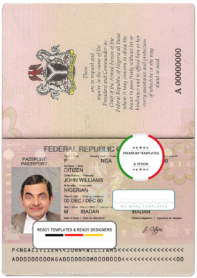 Nigeria passport template in PSD format