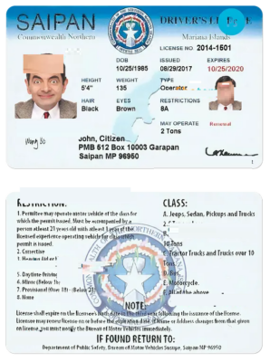 NORTHERN MARIANA ISLANDS Saipan driving license PSD template