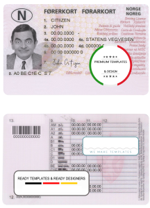 Norway driving license template, fully editable (2013 – present)