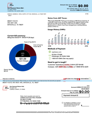 Ohio Electricity Utility Bill – US Proof of Address