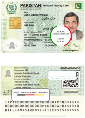 Pakistan ID template in PSD format, fully editable