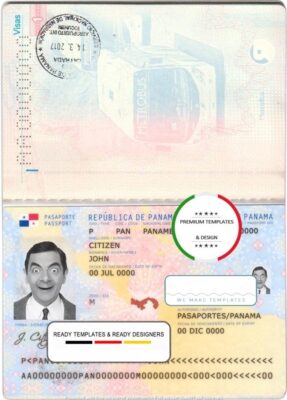 Panama passport template in PSD format