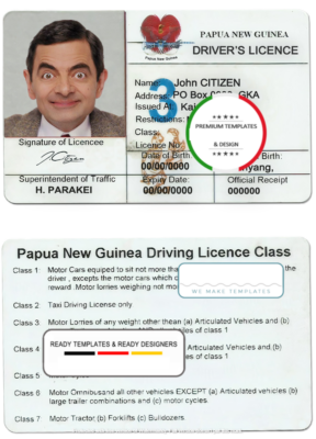 Papua New Guinea driving license template in PSD format