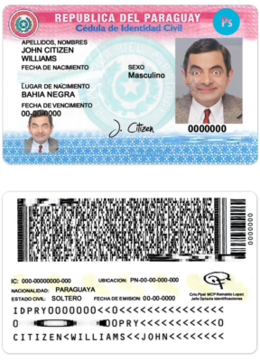 Paraguay ID card PSD template, completely editable