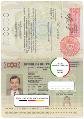 Paraguay passport template in PSD format