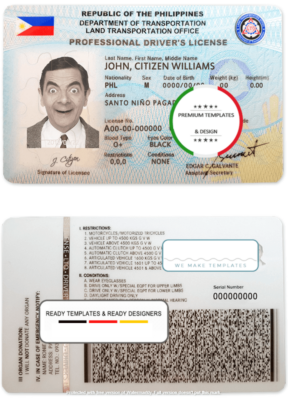 Philippines driving license template in PSD format