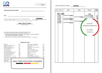 Philippines The United Coconut Planters Bank (UCPB) passbook template in Word and PDF format