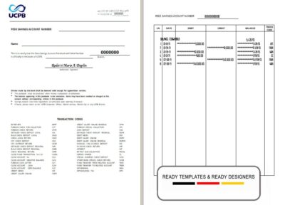 Philippines UCPB bank statement of account template in Excel and PDF format