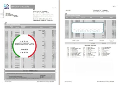 Philippines UCPB bank statement of account template in Word and PDF format