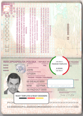 Poland passport template in PSD format, fully editable