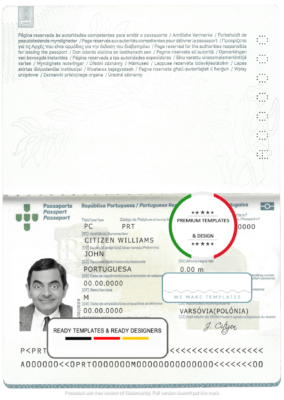 Portugal passport template in PSD format