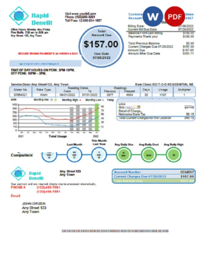 # rapid benefit universal multipurpose utility bill, Word and PDF template