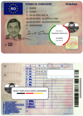 Romania driving license template in PSD format