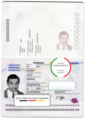 Romania passport template in PSD format