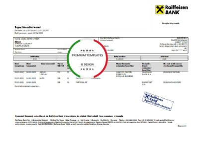 Romania Raiffeisen bank statement template in Word and PDF format