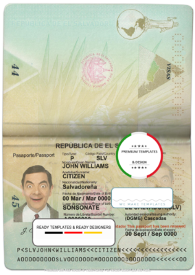 Salvador passport template in PSD format, fully editable