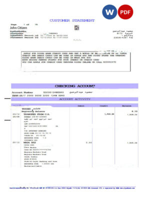 SAUDI ARABIA RIYAD BANK statement Word and PDF template