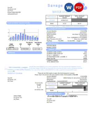 # savage soul universal multipurpose utility bill, Word and PDF template