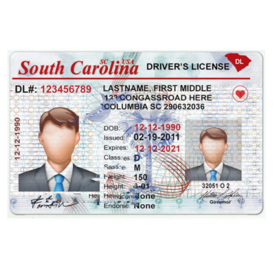 SC Drivers License Template V2