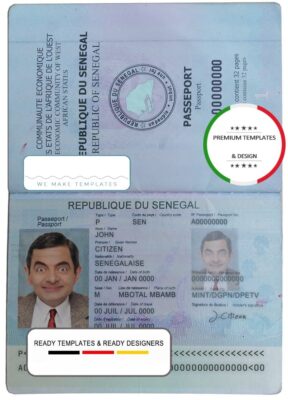 Senegal passport template in PSD format, fully editable