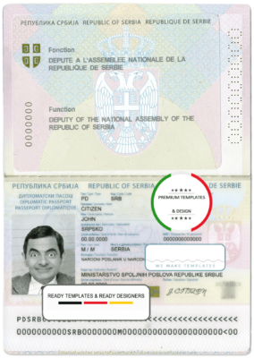 Serbia Democratic passport template in PSD format