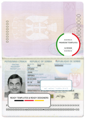 Serbia passport template in PSD format, fully editable