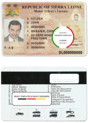 Sierra Leone driving license template in PSD format, fully editable