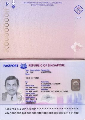 Singapore passport template in PSD format, fully editable, 2017- present