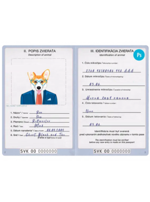 Slovakia dog (animal, pet) passport PSD template, fully editable