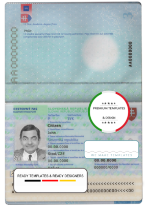 Slovakia passport template in PSD format, fully editable