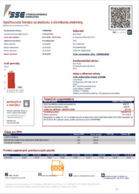 Slovakia Stredoslovenka Energetika utility bill template in Word and PDF format